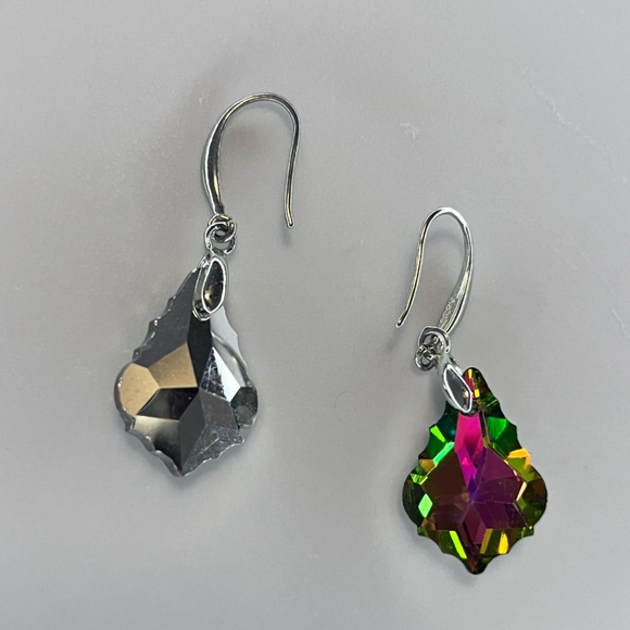 S925 Stamped Silver Iridescent Swarovski Drop Earrings - Picture 11 of 17